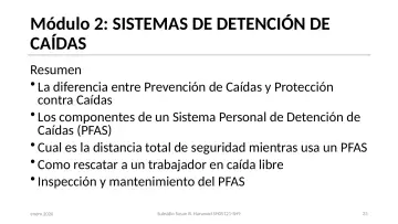 Slide 23: Módulo 2: SISTEMAS DE DETENCIÓN DE CAÍDAS