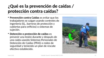 Slide 24: ¿Qué es la prevención de caídas / protección contra caídas?