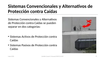 Slide 25: Sistemas Convencionales y Alternativos de Protección contra Caídas