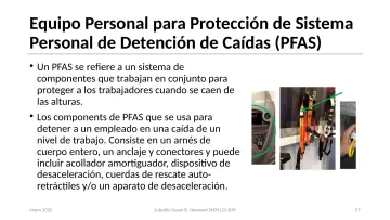 Slide 27: Equipo Personal para Protección de Sistema Personal de Detención de Caídas (PFAS)
