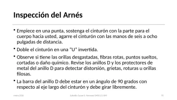 Slide 32: Inspección del Arnés