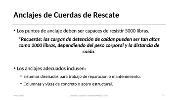 Slide 33: Anclajes de Cuerdas de Rescate