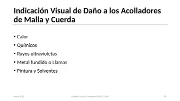 Slide 38: Indicación Visual de Daño a los Acolladores de Malla y Cuerda