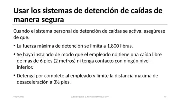 Slide 43: Usar los sistemas de detención de caídas de manera segura