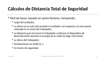Slide 46: Cálculos de Distancia Total de Seguridad