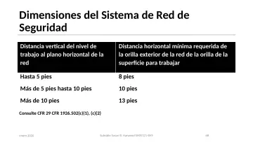 Slide 68: Dimensiones del Sistema de Red de Seguridad