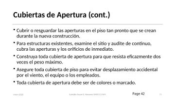 Slide 71: Cubiertas de Apertura (cont.)
