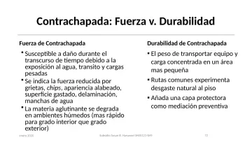 Slide 72: Contrachapada: Fuerza v. Durabilidad