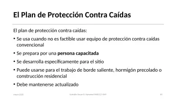 Slide 81: El Plan de Protección Contra Caídas
