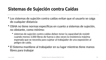 Slide 82: Sistemas de Sujeción contra Caídas
