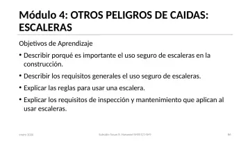 Slide 86: Módulo 4: OTROS PELIGROS DE CAIDAS: ESCALERAS