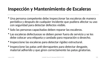 Slide 102: Inspección y Mantenimiento de Escaleras