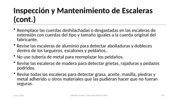 Slide 103: Inspección y Mantenimiento de Escaleras (cont.)