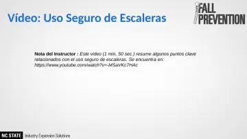 Slide 22: Vídeo: Uso Seguro de Escaleras