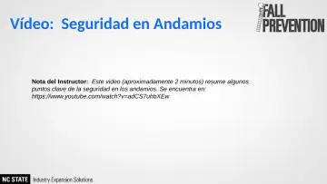 Slide 28: Vídeo: Seguridad en Andamios
