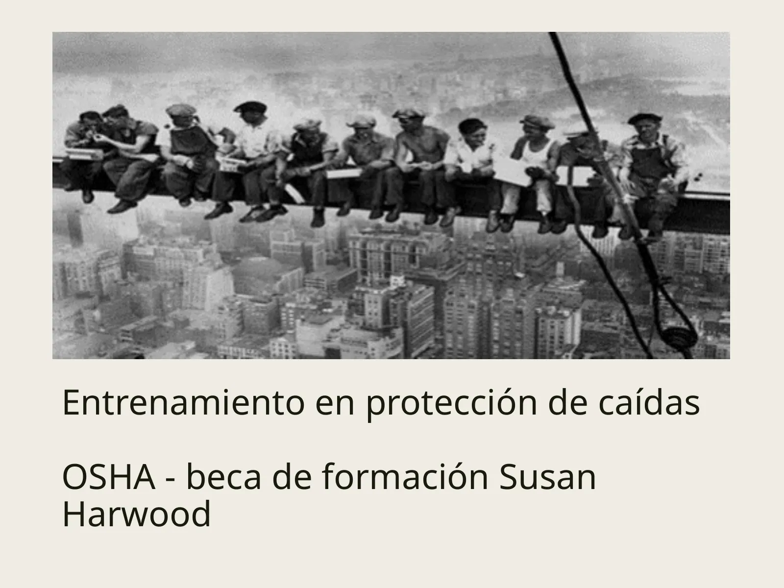 Entrenamiento en protección de caídas, slide 1: Entrenamiento en protección de caídas