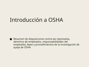 Slide 7: Introducción a OSHA