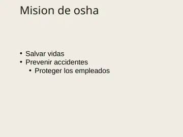 Slide 11: Mision de osha