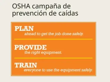 Slide 27: OSHA campaña de prevención de caídas
