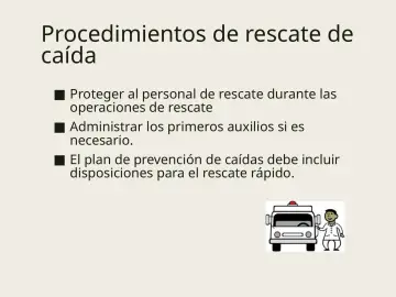 Slide 84: Procedimientos de rescate de caída
