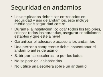 Slide 122: Seguridad en andamios