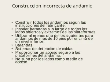 Slide 123: Construcción incorrecta de andamio