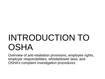 Slide 7: INTRODUCTION TO OSHA