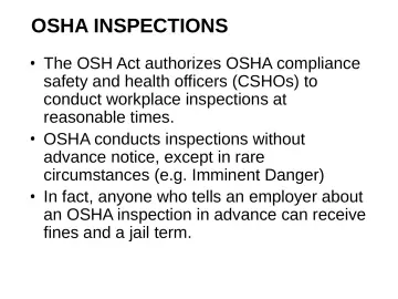 Slide 14: OSHA INSPECTIONS