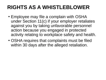 Slide 18: RIGHTS AS A WHISTLEBLOWER