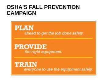 Slide 27: OSHA'S FALL PREVENTION CAMPAIGN