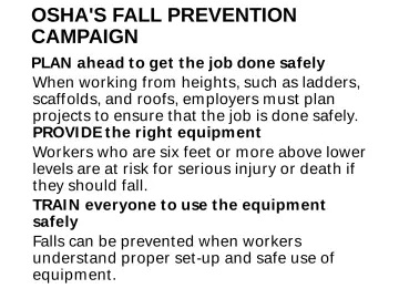 Slide 28: OSHA'S FALL PREVENTION CAMPAIGN