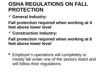 Slide 48: OSHA REGULATIONS ON FALL PROTECTION