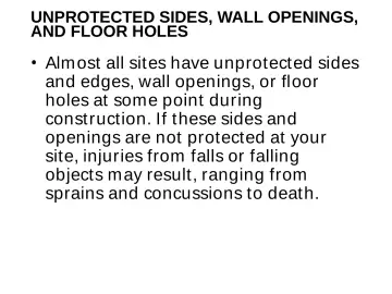 Slide 88: UNPROTECTED SIDES, WALL OPENINGS, AND FLOOR HOLES