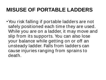 Slide 108: MISUSE OF PORTABLE LADDERS