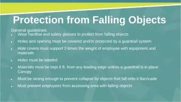 Slide 17: Protection from Falling Objects