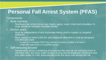 Slide 25: Personal Fall Arrest System (PFAS)