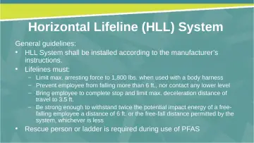 Slide 32: Horizontal Lifeline (HLL) System
