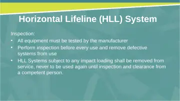 Slide 33: Horizontal Lifeline (HLL) System