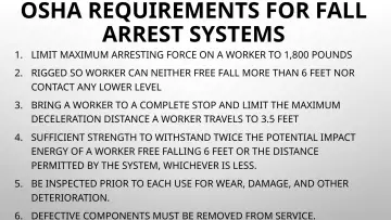 Slide 47: OSHA REQUIREMENTS FOR FALL ARREST SYSTEMS