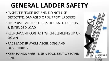Slide 113: GENERAL LADDER SAFETY