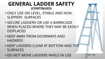 Slide 114: GENERAL LADDER SAFETY