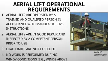 Slide 141: AERIAL LIFT OPERATIONAL REQUIREMENTS