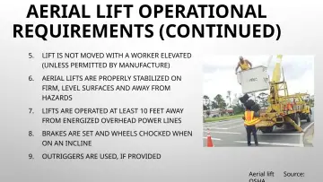 Slide 142: AERIAL LIFT OPERATIONAL REQUIREMENTS (CONTINUED)