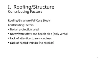 Slide 15: I. Roofing/Structure