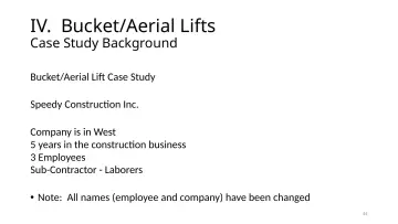 Slide 44: IV. Bucket/Aerial Lifts