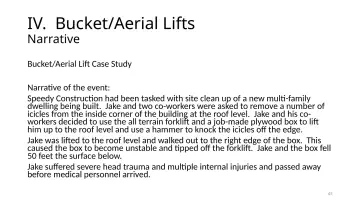 Slide 45: IV. Bucket/Aerial Lifts