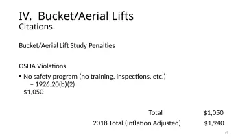 Slide 49: IV. Bucket/Aerial Lifts