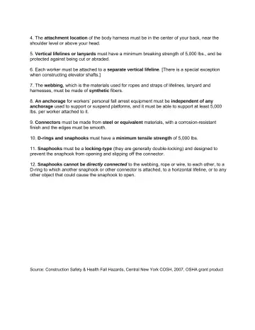 Page 6: 4. The attachment location of the body harness must be in the center of your back, near…