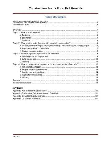 Page 3: Table of Contents