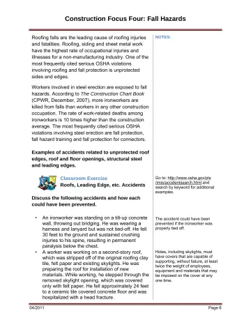 Page 12: Roofing falls are the leading cause of roofing injuries and fatalities. …